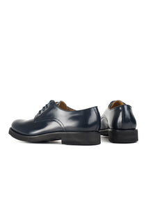 Laced derby in blue calf leather
