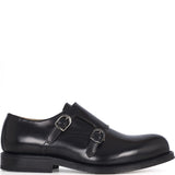 Double Monk Strap in Black Calfskin Leather