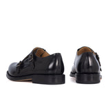 Double Monk Strap in Black Calfskin Leather