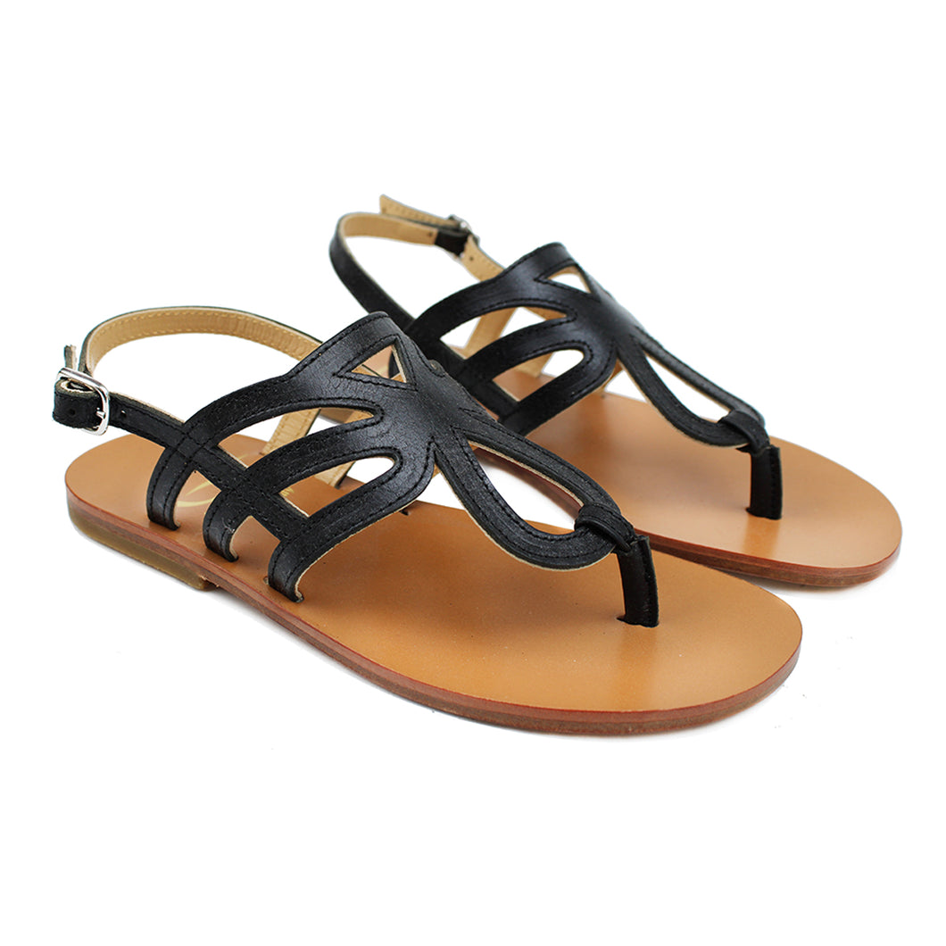Flip Flops in black leather