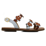 Sandals in calfskin leather with leather flowers on top