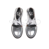 Open derby in Silver Calfskin Leather