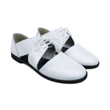 Shoes with open upper in white leather