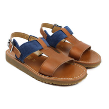 Carica l&#39;immagine nel visualizzatore di Gallery, Sandals in tan/denim leather
