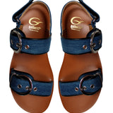 Sandals in Denim Leather
