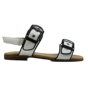 Sandals in ivory croco-style leather