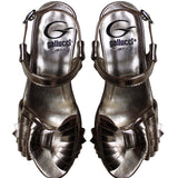 Sandals in Platinium Calfskin Leather with Heels