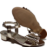 Sandals in Platinium Calfskin Leather with Heels