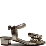 Sandals in Platinium Calfskin Leather with Heels