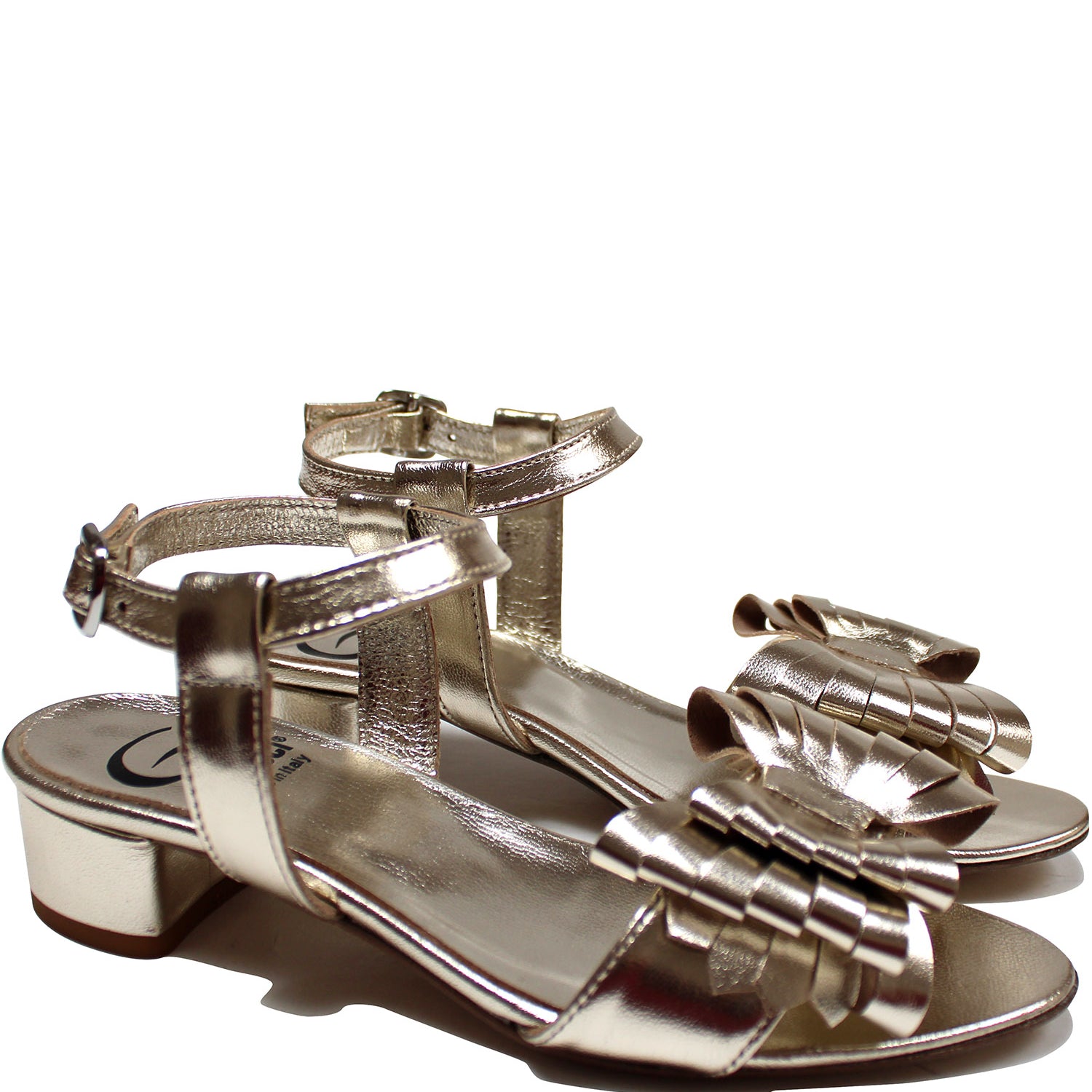 Sandals in Platinum Calfskin Leather with Heels