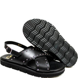 Sandals in Black Calfskin Leather