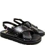 Sandals in Black Calfskin Leather
