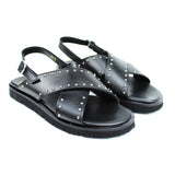X-Cross sandals in black leather with back strap and studs