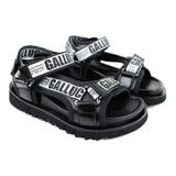 Sandals black leather with signature Gallucci strap