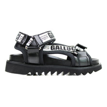 Load image into Gallery viewer, Sandals black leather with signature Gallucci strap and shark tooth sole

