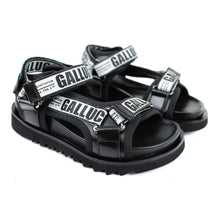 Load image into Gallery viewer, Sandals black leather with signature Gallucci strap and shark tooth sole
