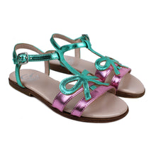 Carica l&#39;immagine nel visualizzatore di Gallery, Sandals in pink/mint lamè leather
