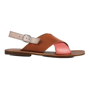 Sandals in pink/tan/beige leather