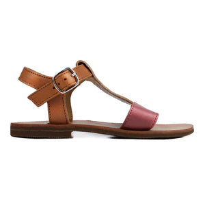 Cream and camel powder leather sandals