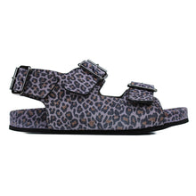 Load image into Gallery viewer, Sandals in violet animalier leather and ergonomic footbed with back strap
