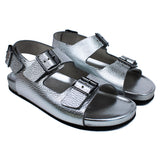 Sandals in silver calfskin leather