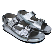 Load image into Gallery viewer, Sandals in silver elk leather and ergonomic footbed with back strap
