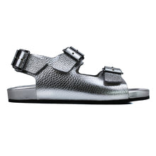 Load image into Gallery viewer, Sandals in silver elk leather and ergonomic footbed with back strap
