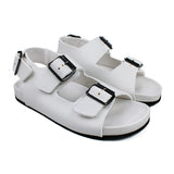Sandals in white leather and ergonomic footbed with back strap