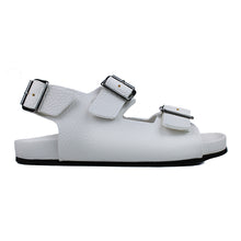 Load image into Gallery viewer, Sandals in white leather and ergonomic footbed with back strap
