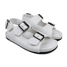 Load image into Gallery viewer, Sandals in white leather and ergonomic footbed with back strap
