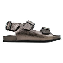 Carica l&#39;immagine nel visualizzatore di Gallery, Sandals in gunmetal elk leather and ergonomic footbed with back strap
