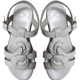 Roses sandals in White Calfskin Leather