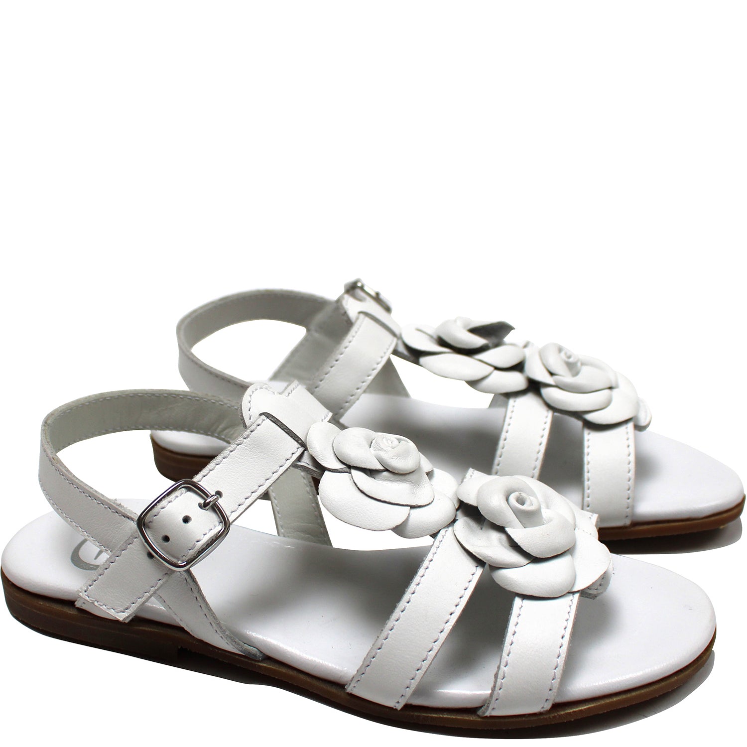 Roses sandals in White Calfskin Leather
