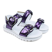 Load image into Gallery viewer, Sandals in purple patent leather and chunky fashion soles
