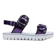 Load image into Gallery viewer, Sandals in purple patent leather and chunky fashion soles
