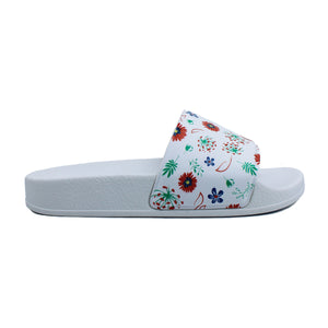 White Sliders with iconic flower print