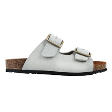 Load image into Gallery viewer, Sandals with double strap in gray leather with ergonomic cork footbed
