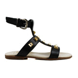 Sandals in Black Calfskin Leather with Studs