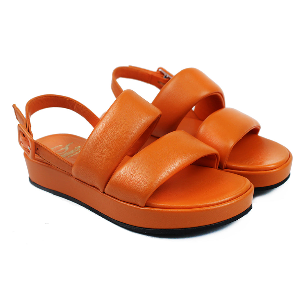 Sandal orange in nappa leather with back strap