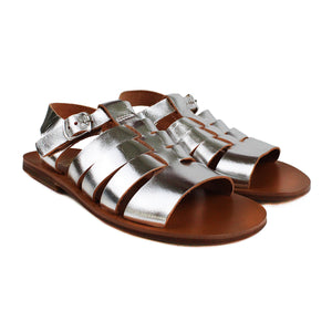 Sandals in silver laminate