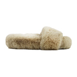 Fluffy Sliders in Beige Sheraling Leather