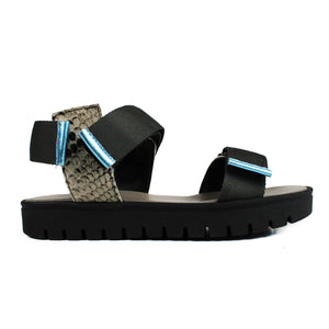 Sandals with velcro and animalier print detail
