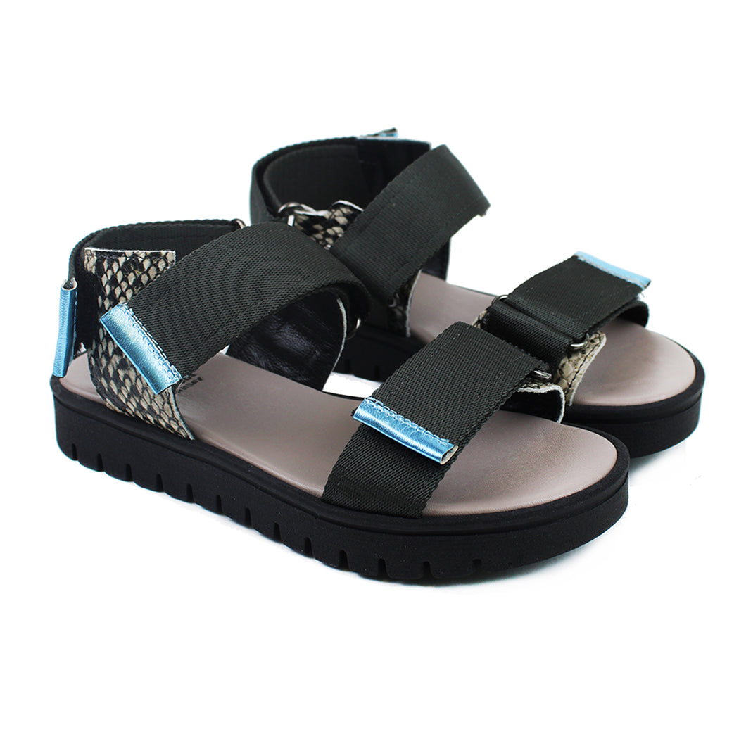 Sandals with velcro and animalier print detail