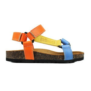 Sandal with multicolored bands