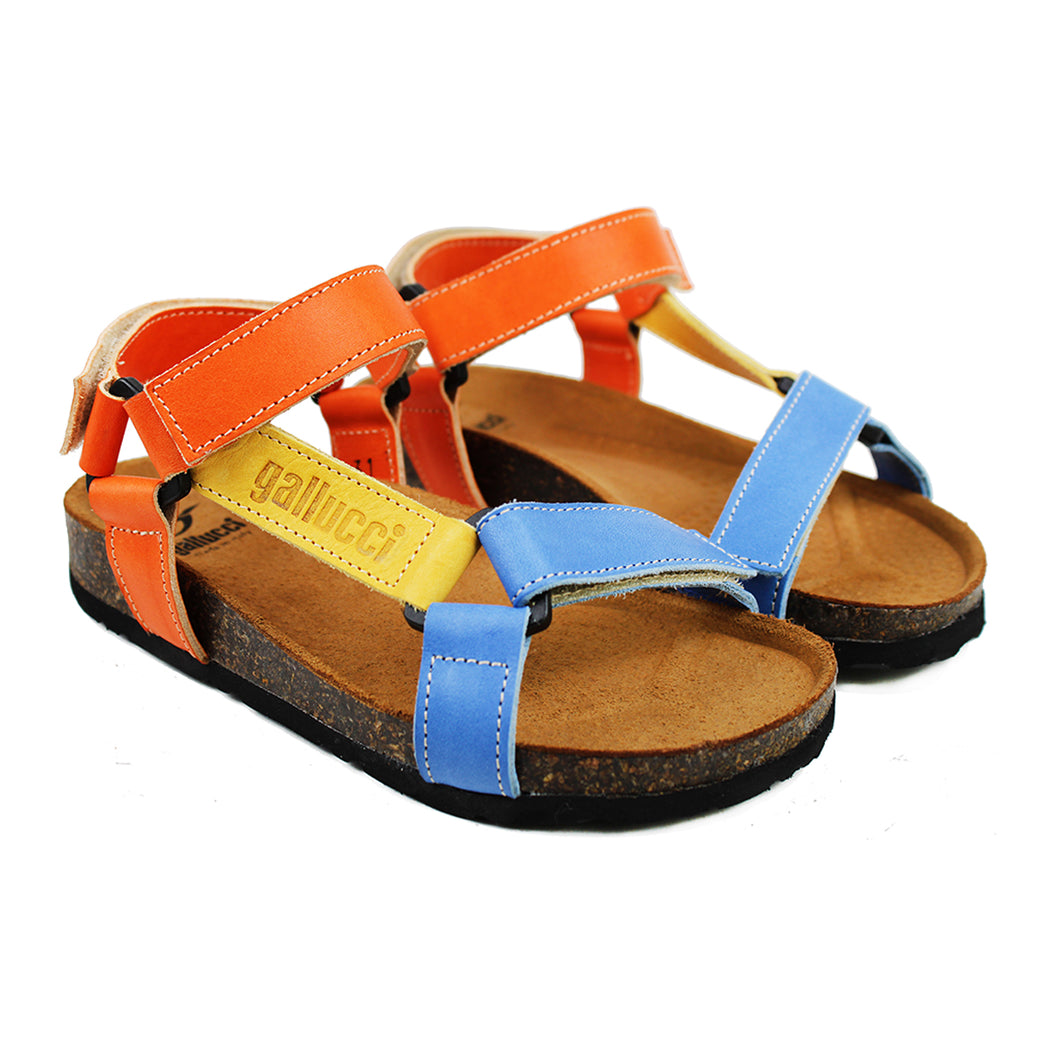 Sandal with multicolored bands