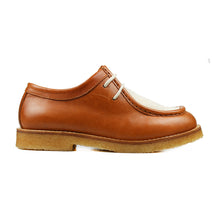 Load image into Gallery viewer, Shoes in tan leather with fluffy details on top
