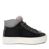 High-Top Sneakers in Black and Grey Calfskin Leather