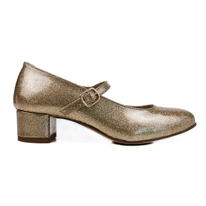 Mary Jane shoes in golden leather
