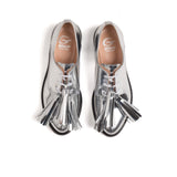 Derby with Tassel in Silver Calfskin Leather