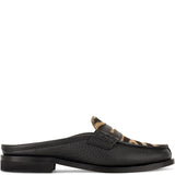 Flat Penny Loafer in Black and Beige Calfskin Leather